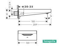 MEDIDAS CAÑO BAÑERA METROPOL HANSGROHE